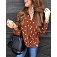 thumbnail image 2 of Spot  Hot 2019 Autumn And Winter Fashion Polka Dot Suit Collar Button Long-Sleeve Blouses Shirt, 2 of 3
