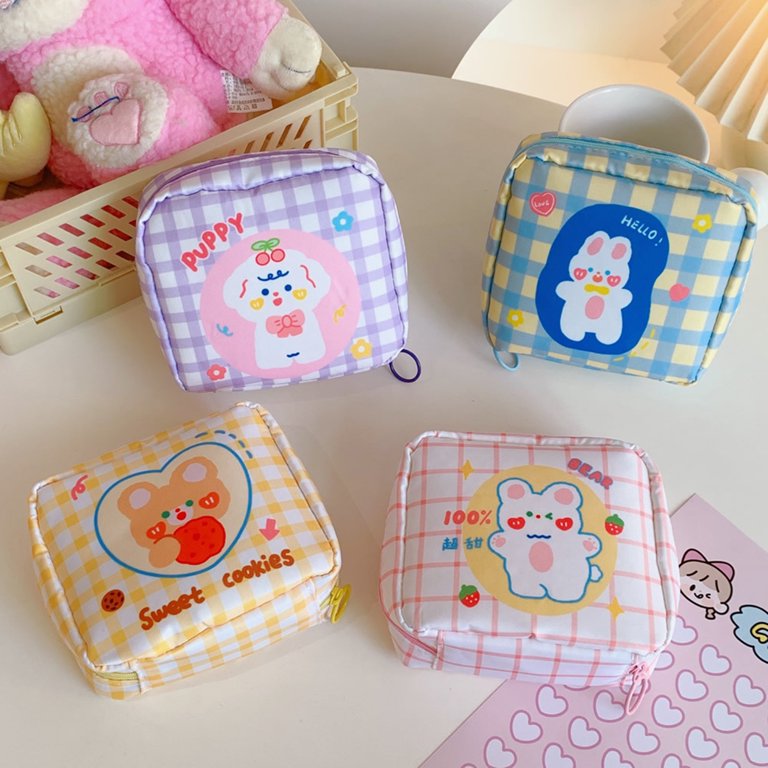 Korean Cute Bear Large Capacity Sanitary Napkin Pads Storage Bags Girls  Cartoon Physiological Period Tampon Organiser