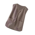 thumbnail image 2 of Chaleco polar para mujer, ligero, moderno, suave, con bolsillos, cálido, de un solo pecho. Caqui, 2 of 9