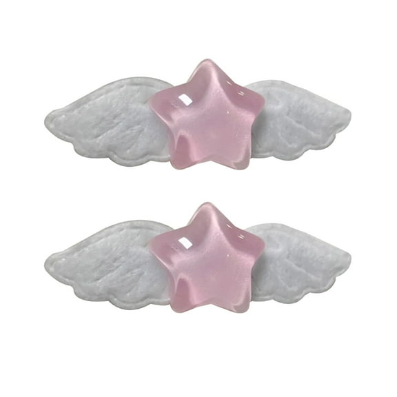 Sinyiin 2pcs Cute Small Hair Clip Sweet Lovely Star Wing Hair Barrettes Hairpins Styling Hair Accessory Party Gifts