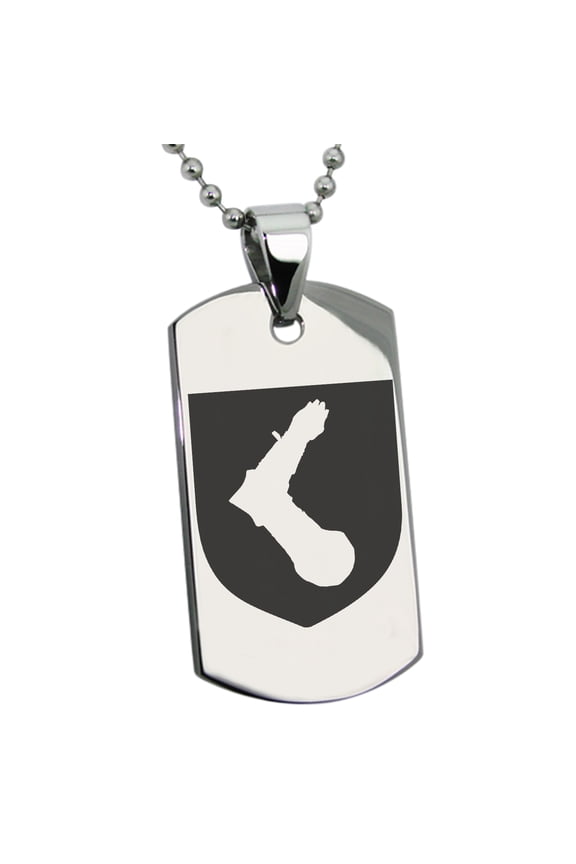 Stainless Steel Arm Armor Leadership Coat of Arms Shield Engraved Dog Tag Pendant Necklace