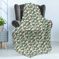 thumbnail image 4 of Ethnic Soft Flannel Fleece Blanket, Japanese Pattern of Bonsai and Sun Oriental Cultural Elements of Asia, Cozy Plush for Indoor and Outdoor Use, 70" x 90", Army Green and Vermilion, by Ambesonne, 4 of 5