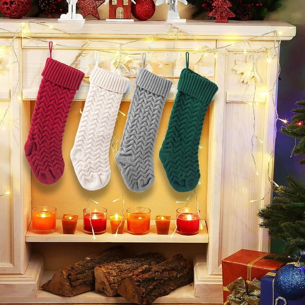 Xihbxyly Juego de Medias Navideñas, Diseño a Juego para Padres E Hijos, Patrón de Cable de Punto, Idea de Regalo Navideño, Decoración Navideña Personalizada, Acogedora Navidad Familiar, Tamaño 19 X 4