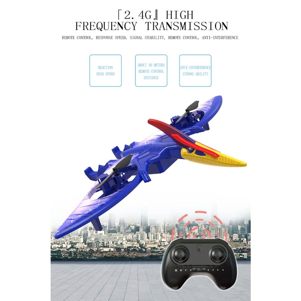 MANNYA Remote Control Glider Aircraft Simulation Pterosaur Airplane Toy 4 Axis LED Flight Easy Operation R/C Jet for Beginners