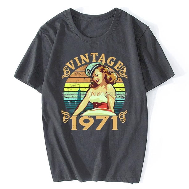 Vintage 1971 Pin Up Girl modelo Pop Art Girls camiseta verano divertido hombres mujeres Casual camisetas gráficas ropa de hombre ropa de calle