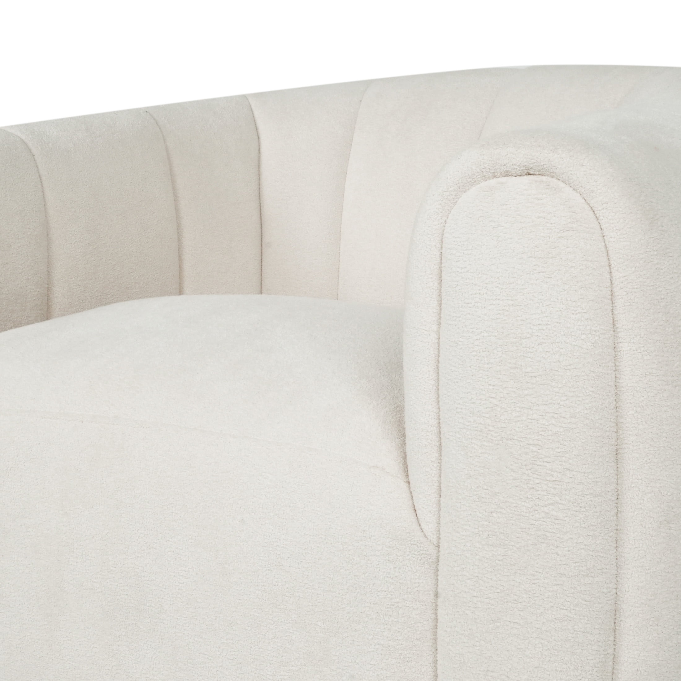 Noble House Smith  Textured Boucle White Modern Swivel Club Chair