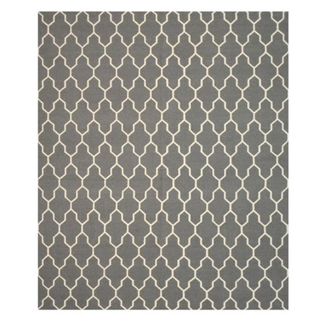 EORC DM12GY Tapis Kilim Marocain Moderne Réversible en Laine Noué à la Main Gris 5.50 x 8 Pieds