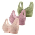 thumbnail image 1 of Hemlock 3 Pack Front Close Cotton Bras, 3 Pack Front Close Cotton Bras, Full Support, Wide Back, No Underwire, 3PC, Red Daisy Print Bras, Red 40, Size 38-50, 1 of 6
