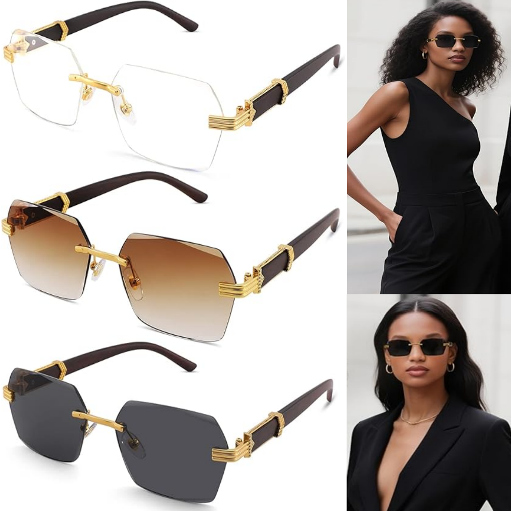 for Women & Men UV400 Oval Y2K Futuristic Eyewear Rimless  display picture 1