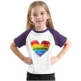 thumbnail image 6 of FamilyThread Girls Boys Short Sleeve Raglan T Shirts Kids Rainbow Striped Summer Tops Crewneck Basic Rainbow Graphic Tees 3-13 Years, 6 of 8