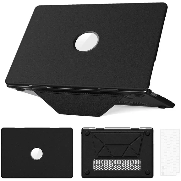 Case for MacBook Air 15 inch M4 2025 2024 2023 M3 M2 A3241 A3114 A2941 PU Leather Hard Shell Cover with Foldable Kickstand & Keyboard Cover & Logo Cutout