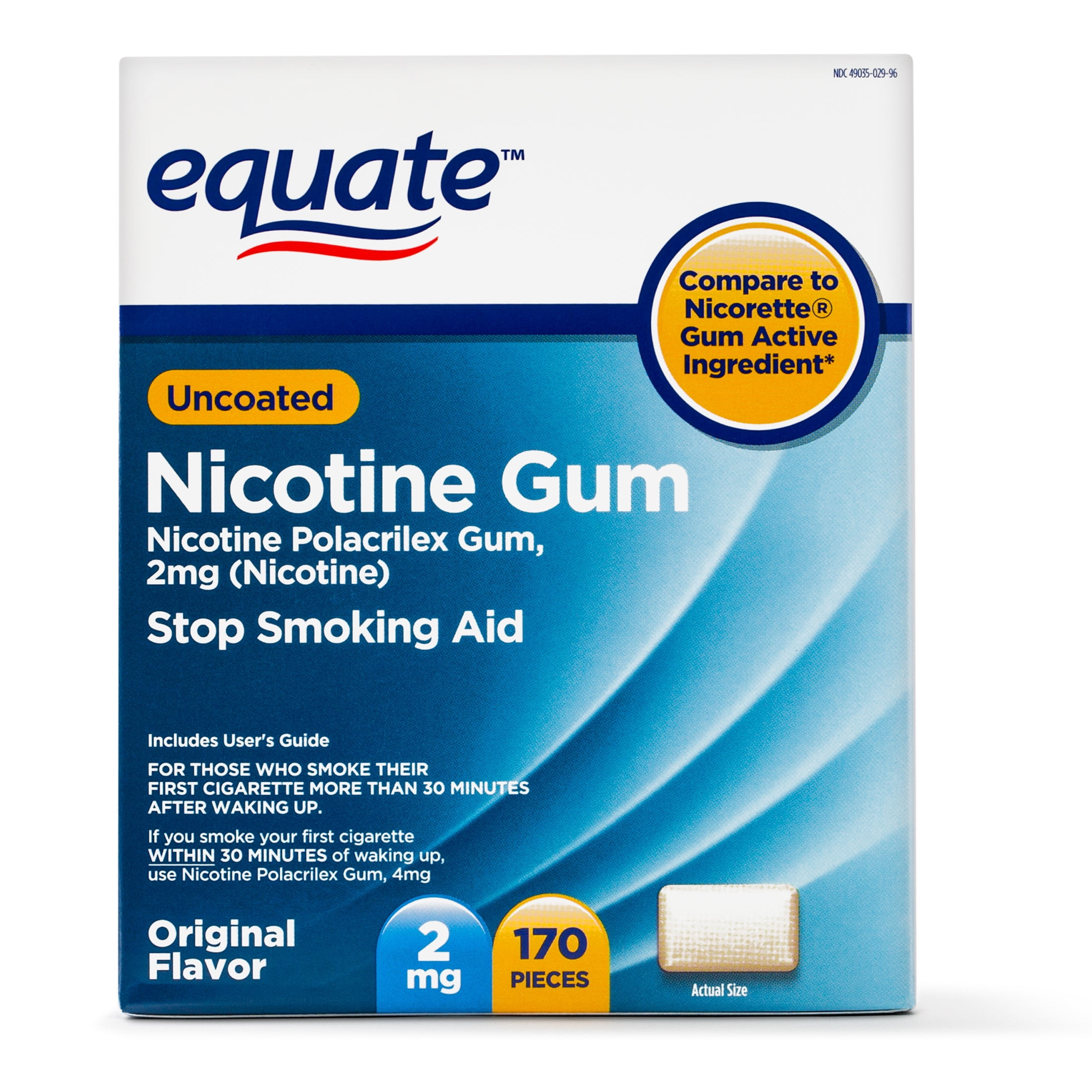 Equate Uncoated Nicotine Gum Original Flavor 2 Mg 170 Count Deal 