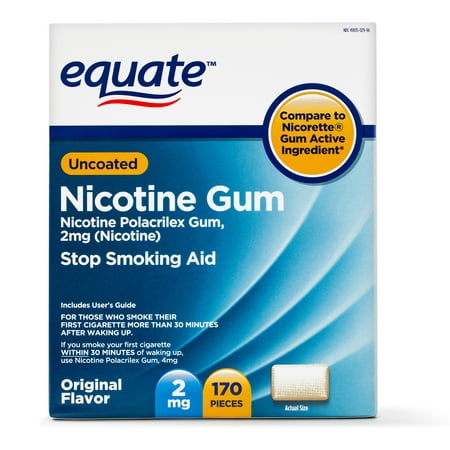 Equate Uncoated Nicotine Gum, Original Flavor, 2mg, 170 (Best Smoking Cessation Aids)