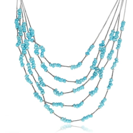 Brinley Co. Women's Turquoise Sterling Silver Handmade Multi-Chain Necklace, 16