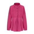 thumbnail image 4 of Busydd Womens Trench Coats Solid Color Long Sleeve Sweatshirts Casual Flowy Button Trench Coats Turndown Collar Pleated Jackets for Women Fashion Loose Jackets Coats, 4 of 9