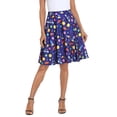 thumbnail image 6 of HDE Skirts for Women Midi Skirt Skater Skirt Knee Length High Waist Fun Prints Magic Outer Space XL, 6 of 6