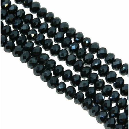 8mm Millefiori Glass - Metallic Black Faceted 8mm Rondelle, Loose Beads, 70 Piece Luster Glass Crystal, Loose Beads,