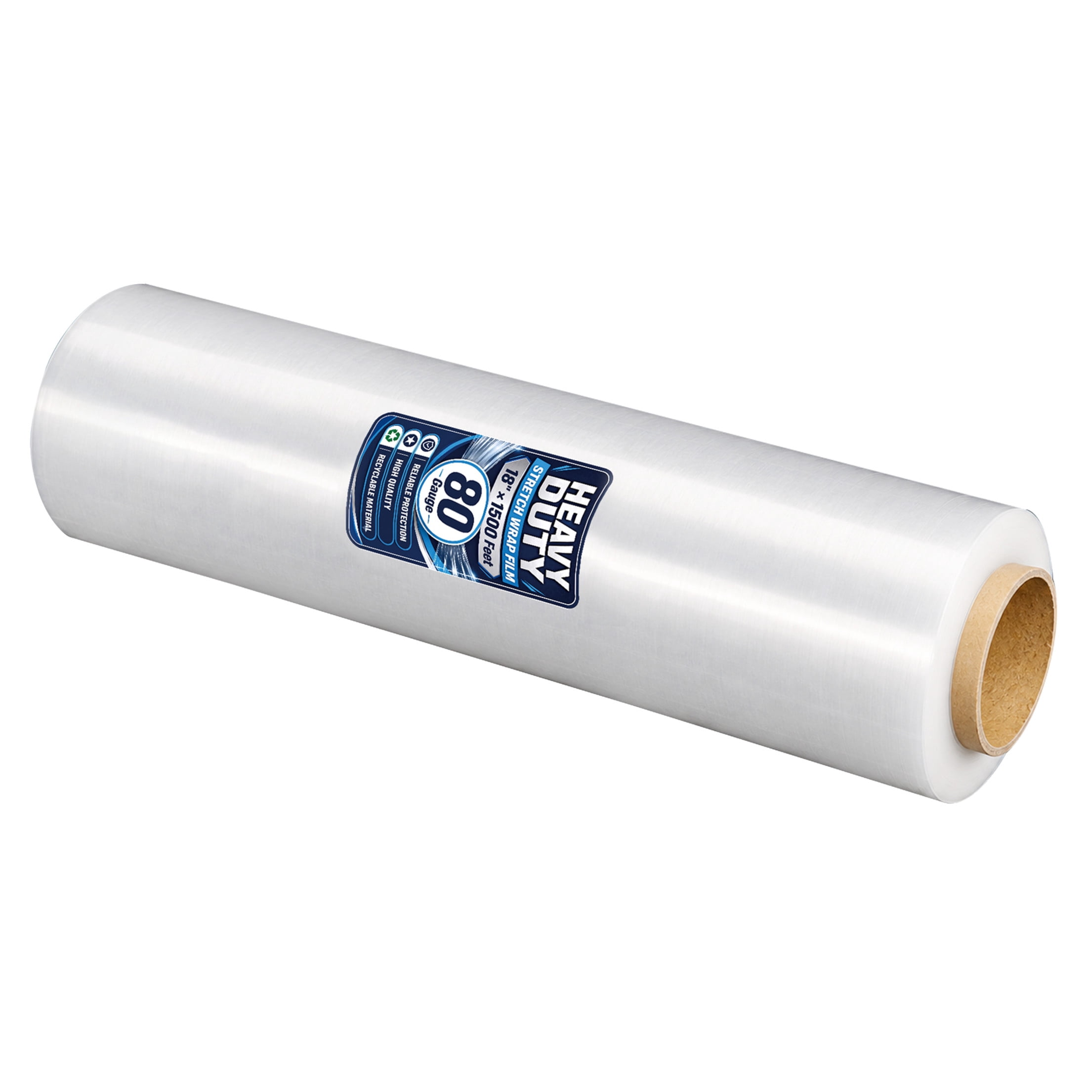 Noble House 18" x 1500FT Industrial Strength Clear Stretch Wrap Film Roll with Handles for Pallet Wrapping, 80 Gauge, 4 Pack