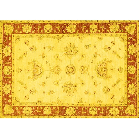 Ahgly Company Indoor Rectangle Oriental Yellow Traditional Area Rugs, 2' x 5'