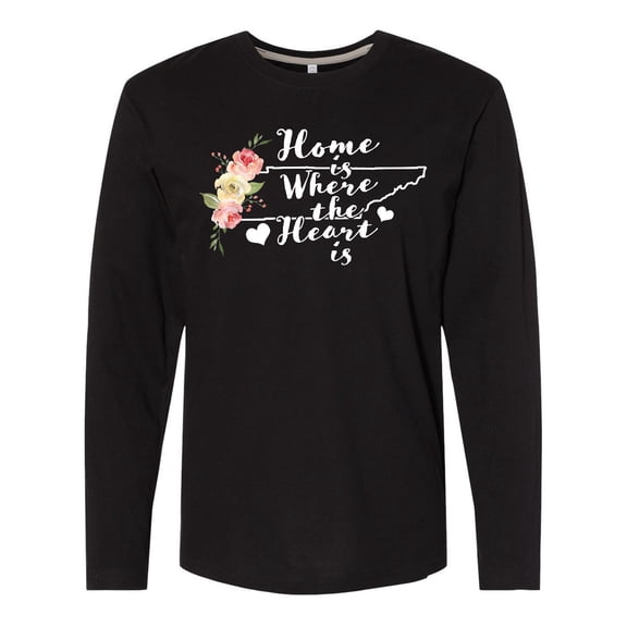 Inktastic Tennessee Home is Where The Heart is with Watercolor Floral Long Sleeve T-Shirt