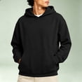 thumbnail image 2 of Nestiefly Men's Athletic Hoodies Fleece Plain Pullover Comfort Oversized Streetwear Fall Travel Drop Shoulder Sweatshirt Black 3XL, 2 of 5