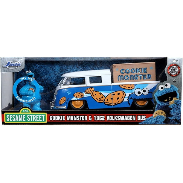 Jada Diecast VW Bus with Cookie Monster Figure for Playgrounds