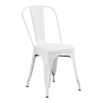 Cafe Style Stackable White Metal Restaurant Dining Chair For Indoor or Outdoor Use