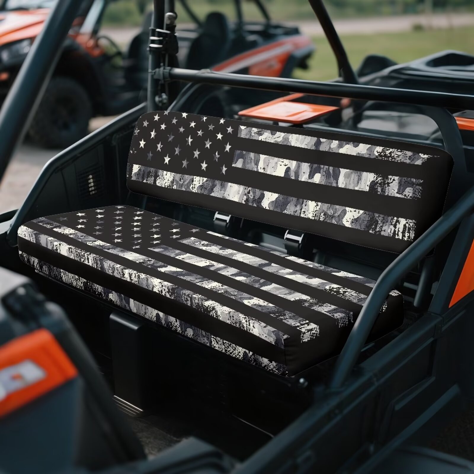 Uorisanigo UTV Seat Cover Set Suitable for Mule 3000 3010 3020 4000 4010 2001-2024 Camo American Flag Seats Cover Protection for Mule Seat Accessories Parts, Replacement Padded Protector