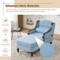 thumbnail image 4 of Chaise Lounge Chair Indoor, Upholstered Chenille Sleeper Sofa Bed with Wooden Armrests and Legs, Lazy Reading Chair Couch,  Bearing 500LBS, Light Blue, 4 of 7