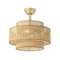 thumbnail image 1 of Ventilador de techo Fandelier Jughtbo Boho, lámpara de ratán, color dorado, 1 of 8