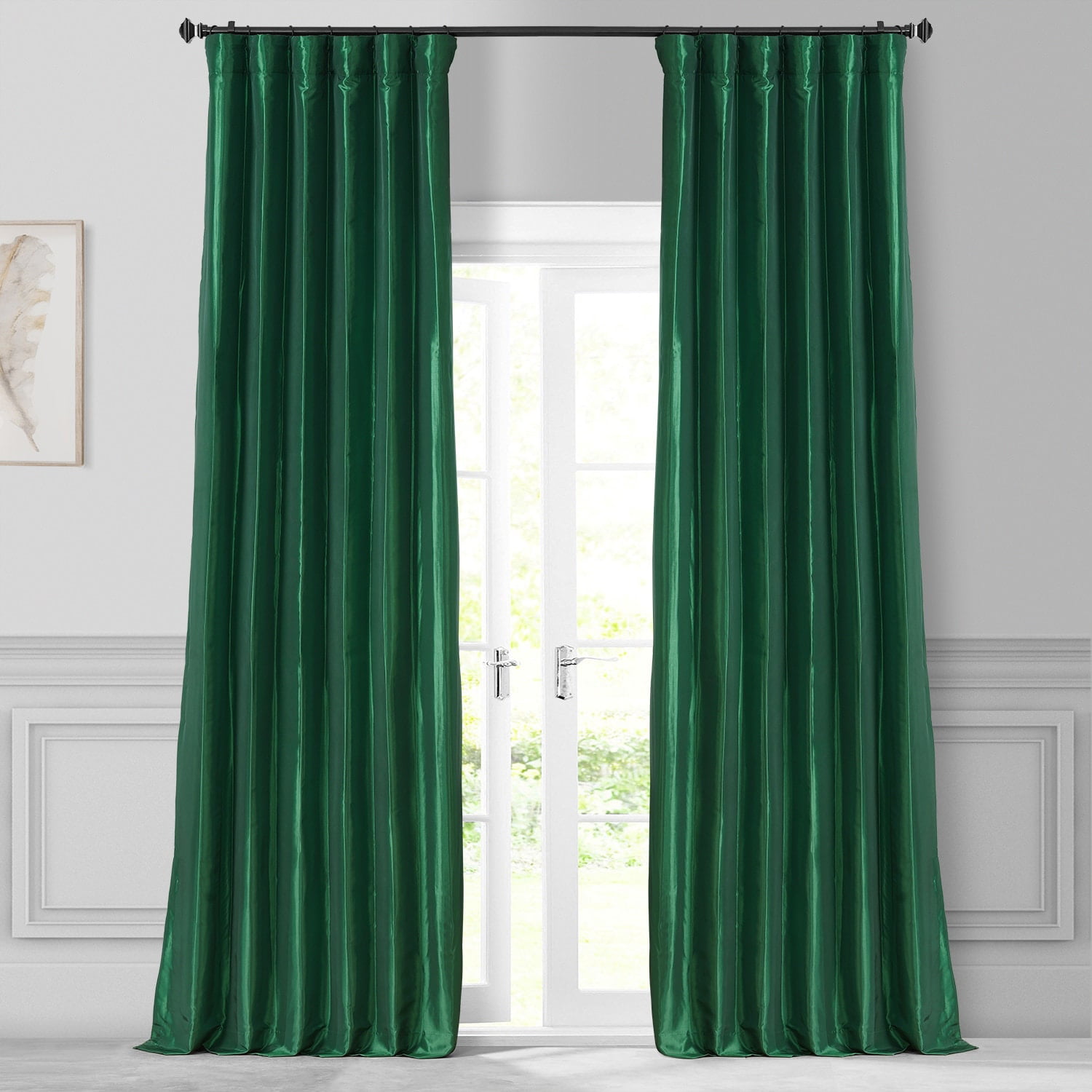 Modern Forest Green 96-inch H Velvet Curtain Long Panel Window Treatment Drapery 