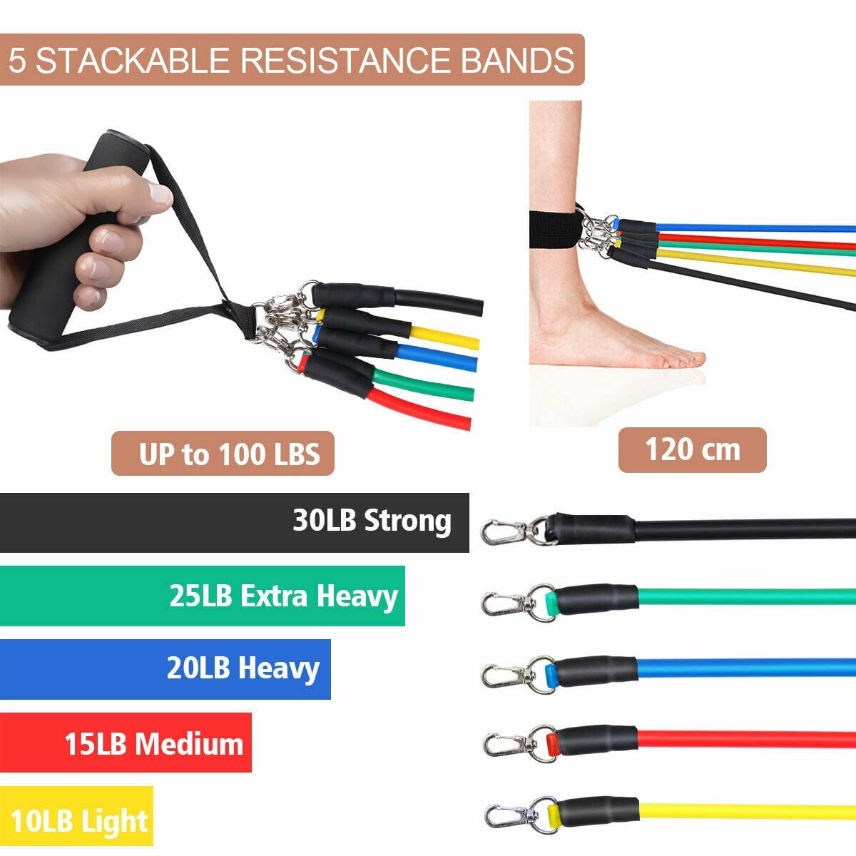 11 PCS Resistance Band Set for Strength Training Fitness Home Gym Yoga Exercise