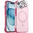 thumbnail image 1 of KOMI Magnetic for iPhone 15 Case, [Compatible with MagSafe] [15FT Military Grade Drop Protection] [2pcs Tempered Glass Screen+Camera Lens Protector] Heavy Duty Shockproof Phone Case, Magnetic Pink, 1 of 4