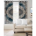 thumbnail image 2 of Boho Flower Blue Grey Kitchen Curtains Vintage National Floral Textured Cafe Short Curtains for Bathroom Blackout Window Curtain Small Window Treatment Drapes for Bedroom Living Room 42"x45"x2, 2 of 9
