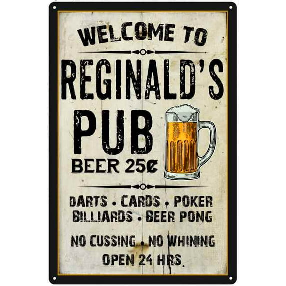 REGINALD'S Pub Sign Vintage Man Cave Bar Wall Decor Gift 8x12 Metal 108120028205