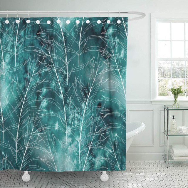Cortina de Ducha ABPHQTO de Jardín con Flores y Hojas de la Naturaleza Colorido Abstracto Verde 160x180 cm