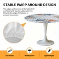thumbnail image 2 of Elastic Fitted Round Tablecloth, Blue Coastal Waterproof Stretch Table Cover for 55"-60" Tables, Starfish Eucalyptus Leaves Ocean Conch Shells Washable Outdoor Tablecloths for Patio, Picnic, Camping, 2 of 9