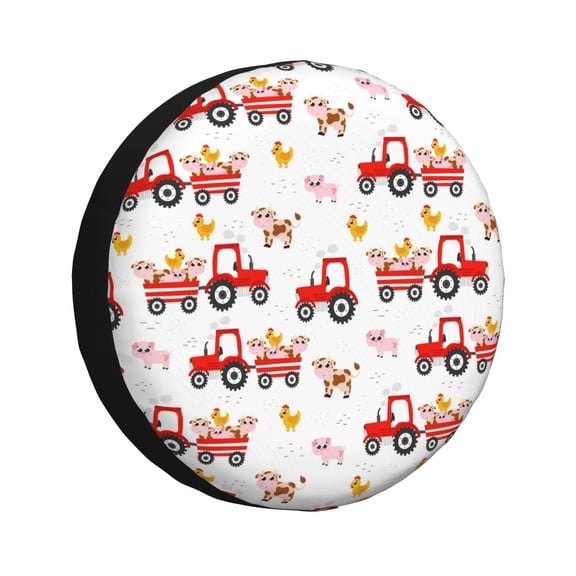 Logiee Tractor With Farm Animals Print Spare Tire Cover, Universal Wheel Protectors,Waterproof Dust-Proof UV Sun Wheel Tire Cover,Fit for SUV, RV, Travel Trailer, Truck-14 inch