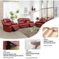 thumbnail image 4 of Bonded Leather 3 Pieces Reclining Sofa Set (Loveseat, Sofa) with Storage and Dropdown Coffee Tables, Red, 4 of 12