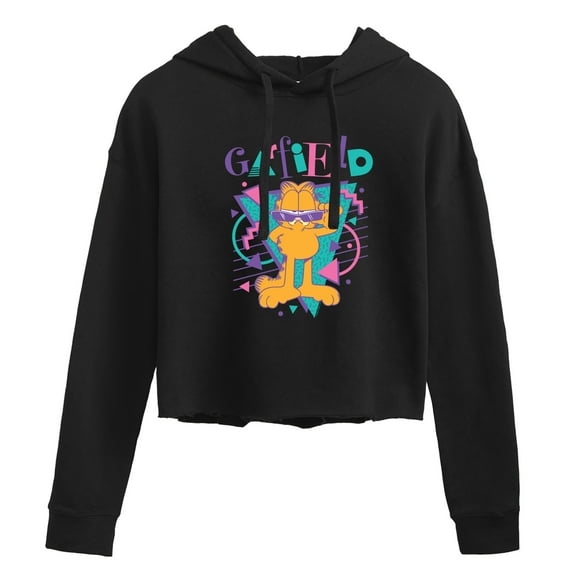 Garfield - 90s Logo - Juniors Cropped Pullover Hoodie
