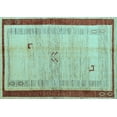 thumbnail image 1 of Ahgly Company Indoor Rectangle Abstract Light Blue Modern Area Rugs, 2' x 5', 1 of 4