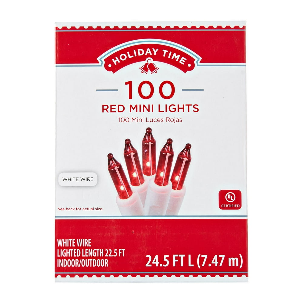 Holiday Time Mini Christmas Lights, 24.5ft, Red, 100 Count  Walmart