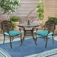 thumbnail image 4 of W WARMHOL 3-Piece Outdoor Patio Dining Set, All-Weather Cast Aluminum Patio Furniture Set for Backyard Garden Deck with 2 Cushioned Chairs and 35.4” Round Table, 2" Umbrella Hole, Ocean Blue, 4 of 7