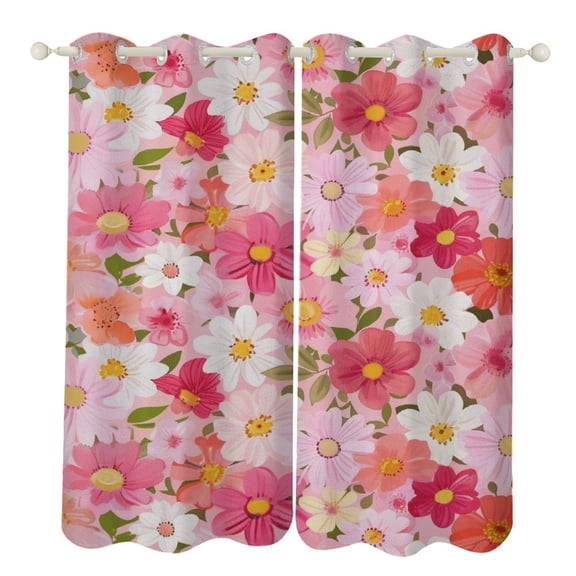 Floral Colorful Flower Curtains Watercolor Theme Window Curtains Grommet Blackout Drapes for Living Room Bedroom