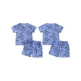 thumbnail image 2 of Suealasg Toddler Baby Boys Clothes Dinosaur Print Round Neck Short Sleeve Tops + Elastic Waist Shorts 2 Piece Summer Outfits Set for Infant Boys, 2 of 9