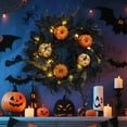 thumbnail image 7 of Festisoul Halloween Wreath with Light for Front Door, 18'' Artificial Pumpkins and Maple Leaves Wreath Decoration for Wall Window Fireplace, 7 of 7
