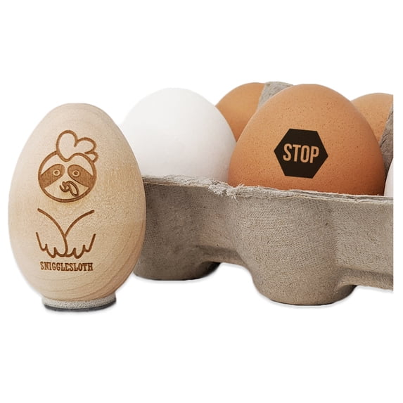 Stop Sign Egg Chicken Rubber Stamp - Mini 1/2 Inch