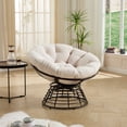 thumbnail image 4 of S-HOME Ergonomic Brown Frame Wicker Papasan Chair with Thick Cushion, 360 Degree Swivel for Living Room & Outdoors, White, 4 of 15