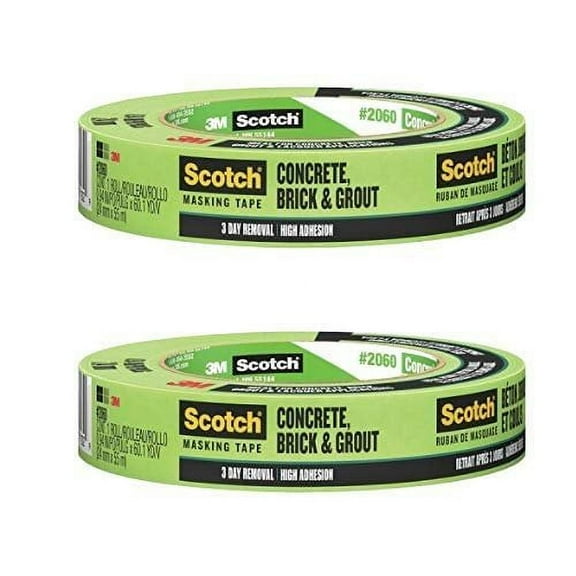 3M Scotch Masking Tape for Hard-to-Stick Surfaces, 2060-24A, 1-Inch by 60-Yards, 1 Roll - 2060-1A, Green 2 Pack