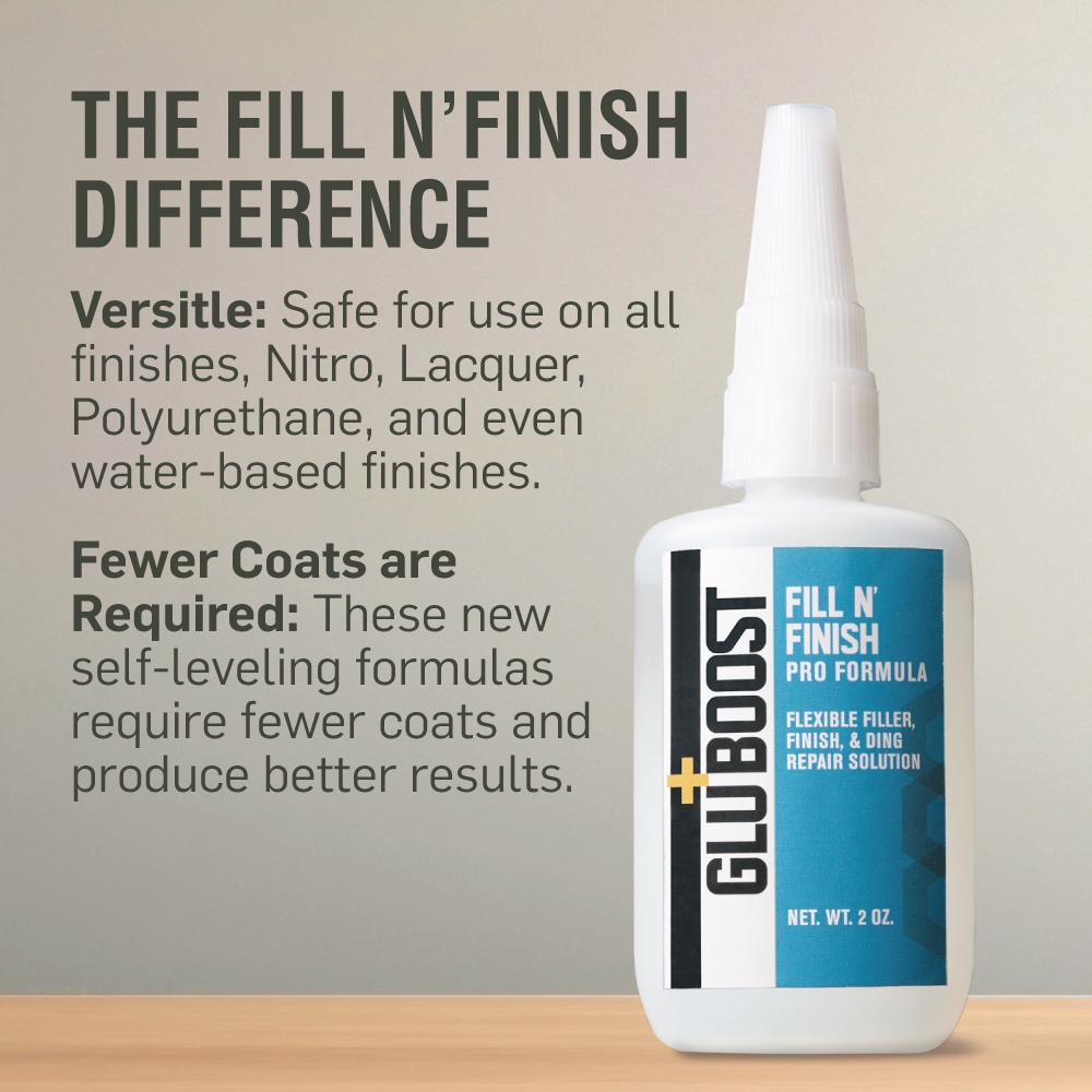 GluBoost Fill and Finish Pro Formula Clear Pore Filler (LT-1132-000) | Clear Filler for Pore Filling | Fast, Easy to Use Clear Coat Filler | Flexible Pore Filler, Finish, and Ding Repair Solution